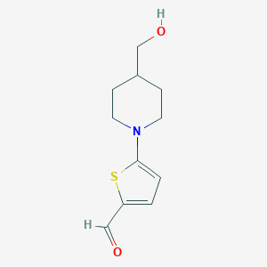 molecular formula C11H15NO2S B12097311 5-[4-(Hydroxymethyl)piperidin-1-yl]thiophene-2-carbaldehyde 