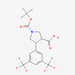 molecular formula C18H19F6NO4 B12097413 (3R,4S)-4-[3,5-bis(trifluoromethyl)phenyl]-1-[(2-methylpropan-2-yl)oxycarbonyl]pyrrolidine-3-carboxylic acid 