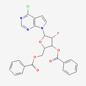 molecular formula C25H19ClFN3O5 B12097562 4-Chloro-7-(3,5-di-O-benzoyl-2-deoxy-2-fluoro-beta-D-arabinofuranosyl)-7H-pyrrolo[2.3-d]pyriMidine 