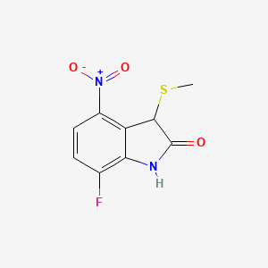 2H-Indol-2-one, 7-fluoro-1,3-dihydro-3-(methylthio)-4-nitro-