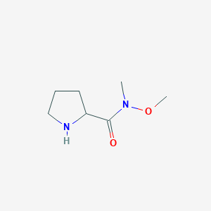 molecular formula C7H14N2O2 B12098072 2-Pyrrolidinecarboxamide,N-methoxy-N-methyl-(9CI) 