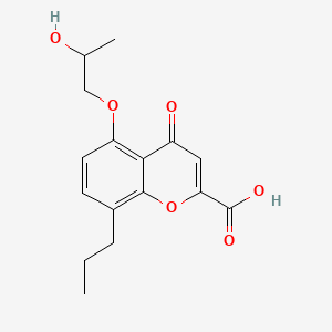 molecular formula C16H18O6 B1209810 4H-1-Benzopyran-2-carboxylic acid, 5-(2-hydroxypropoxy)-4-oxo-8-propyl- CAS No. 58974-93-9