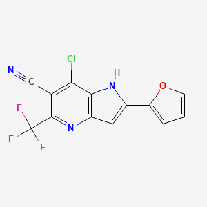 molecular formula C13H5ClF3N3O B12098111 1H-Pyrrolo[3,2-b]pyridine-6-carbonitrile, 7-chloro-2-(2-furanyl)-5-(trifluoromethyl)- CAS No. 1283719-95-8