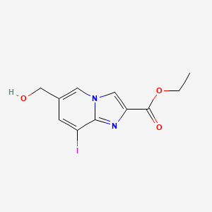 molecular formula C11H11IN2O3 B12098205 Ethyl 6-(hydroxymethyl)-8-iodoimidazo[1,2-a]pyridine-2-carboxylate 