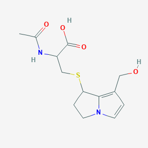 molecular formula C13H18N2O4S B1209821 L-Cysteine, N-acetyl-S-(2,3-dihydro-7-(hydroxymethyl)-1H-pyrrolizin-1-yl)- CAS No. 131711-46-1