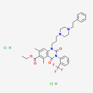 molecular formula C35H41Cl2F3N4O4 B1209827 6-Ethoxycarbonyl-5,7-dimethyl-1-(3-(4-phenethyl-1-piperazinyl)propyl)-3-(alpha,alpha,alpha-trifluoro-2-tolyl)-2,4(1H,3H)-quinazolinedione dihydrochloride CAS No. 99661-28-6
