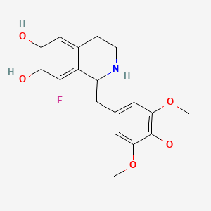 molecular formula C19H22FNO5 B1209829 8-Fluoro-1,2,3,4-tetrahydro-1-((3,4,5-trimethoxyphenyl)methyl)-6,7-isoquinolinediol CAS No. 104716-89-4