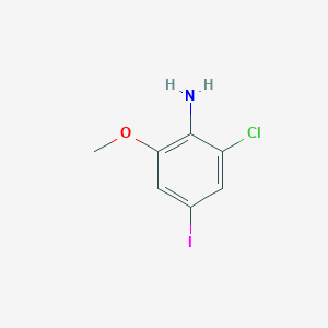 molecular formula C7H7ClINO B12098479 2-Chloro-4-iodo-6-methoxy-phenylamine 