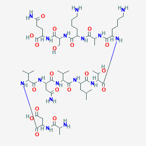 molecular formula C54H96N16O19 B12098569 5-amino-2-[[2-[[6-amino-2-[2-[[6-amino-2-[[2-[[2-[[2-[[4-amino-2-[[2-[[2-(2-aminopropanoylamino)-3-carboxypropanoyl]amino]-3-methylbutanoyl]amino]-4-oxobutanoyl]amino]-3-methylbutanoyl]amino]-4-methylpentanoyl]amino]-3-hydroxybutanoyl]amino]hexanoyl]amino]propanoylamino]hexanoyl]amino]-3-hydroxypropanoyl]amino]-5-oxopentanoic acid 