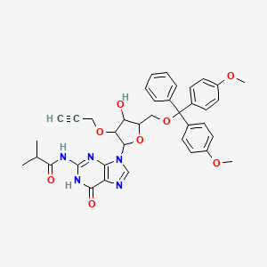 molecular formula C38H39N5O8 B12098592 N2-iso-Butyroyl-5'-(4,4'-dimethoxytrityl)-2'-O-propargylguanosine 