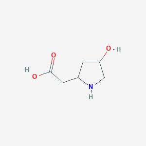 molecular formula C6H11NO3 B12098596 2-(4-Hydroxypyrrolidin-2-yl)acetic acid 