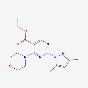 molecular formula C16H21N5O3 B1209861 2-(3,5-二甲基-1-吡唑基)-4-(4-吗啉基)-5-嘧啶甲酸乙酯 