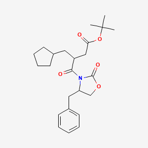 molecular formula C24H33NO5 B12098635 tert-butyl (3R)-4-[(4S)-4-benzyl-2-oxo-1,3-oxazolidin-3-yl]-3-(cyclopentylmethyl)-4-oxobutanoate 