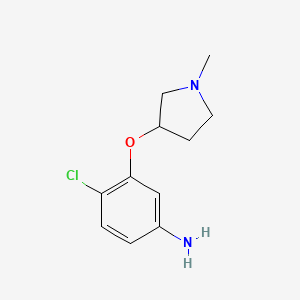 molecular formula C11H15ClN2O B12098718 4-Chloro-3-(1-methylpyrrolidin-3-yl)oxyaniline 