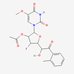 molecular formula C20H21FN2O8 B12098738 2'-O-Acetyl-3'-deoxy-3'-fluoro-5-methoxy-5'-O-toluoyluridine 