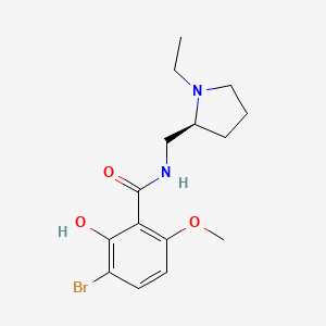 molecular formula C15H21BrN2O3 B1209874 3-Bromo-N-((1-ethyl-2-pyrrolidinyl)methyl)-2-hydroxy-6-methoxybenzamide CAS No. 84226-14-2