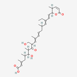molecular formula C33H48O7 B1209900 17-Ethyl-6-hydroxy-9-(hydroxymethyl)-3,5,7,11,15-pentamethyl-19-(3-methyl-6-oxo-3,6-dihydro-2h-pyran-2-yl)-8-oxononadeca-2,10,12,16,18-pentaenoic acid 