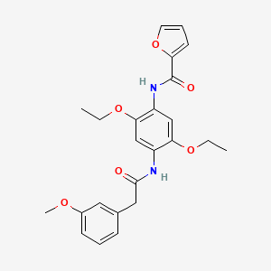 molecular formula C24H26N2O6 B1209908 N-[2,5-diethoxy-4-[[2-(3-methoxyphenyl)-1-oxoethyl]amino]phenyl]-2-furancarboxamide 