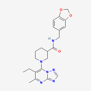 molecular formula C22H26N6O3 B1209909 N-(1,3-benzodioxol-5-ylmethyl)-1-(6-ethyl-5-methyl-[1,2,4]triazolo[1,5-a]pyrimidin-7-yl)-3-piperidinecarboxamide 