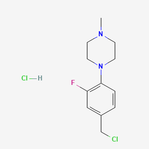 molecular formula C12H17Cl2FN2 B12099151 1-[4-(Chloromethyl)-2-fluorophenyl]-4-methylpiperazine hydrochloride 