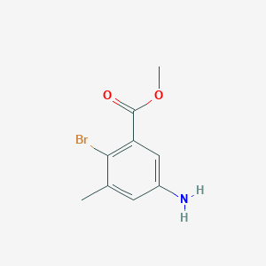 molecular formula C9H10BrNO2 B12099252 Methyl 5-amino-2-bromo-3-methylbenzoate 