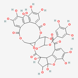 (1,2,4,13,14,15,18,19,20,34,35-Undecahydroxy-5,10,23,31-tetraoxo-6,9,24,27,30,39-hexaoxaoctacyclo[34.2.1.04,38.07,26.08,29.011,16.017,22.032,37]nonatriaconta-11,13,15,17,19,21,32,34,36-nonaen-28-yl) 3,4,5-trihydroxybenzoate