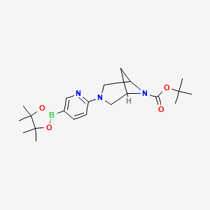 molecular formula C21H32BN3O4 B12099502 Tert-butyl 3-[5-(4,4,5,5-tetramethyl-1,3,2-dioxaborolan-2-yl)-2-pyridyl]-3,6-diazabicyclo[3.1.1]heptane-6-carboxylate 