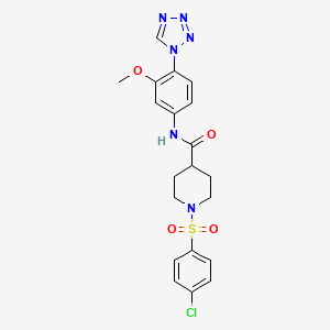 molecular formula C20H21ClN6O4S B1209959 1-(4-氯苯基)磺酰基-N-[3-甲氧基-4-(1-四唑基)苯基]-4-哌啶甲酰胺 