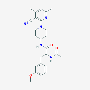 molecular formula C25H31N5O3 B1209962 2-acetamido-N-[1-(3-cyano-4,6-dimethyl-2-pyridinyl)-4-piperidinyl]-3-(3-methoxyphenyl)propanamide 