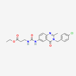 molecular formula C22H23ClN4O4 B1209965 3-[[[[3-[(4-氯苯基)甲基]-2-甲基-4-氧代-6-喹唑啉基]氨基]-氧甲基]氨基]丙酸乙酯 