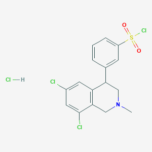 molecular formula C16H15Cl4NO2S B12099744 3-(6,8-Dichloro-2-methyl-1,2,3,4-tetrahydroisoquinolin-4-yl)benzene-1-sulfonyl chloride hydrochloride 