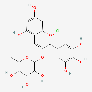 2-[5,7-Dihydroxy-2-(3,4,5-trihydroxyphenyl)chromenylium-3-yl]oxy-6-methyloxane-3,4,5-triol;chloride