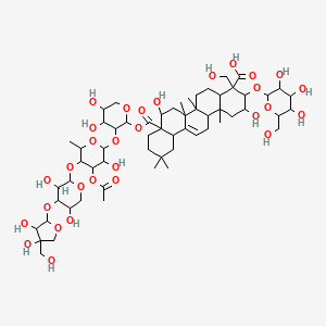 8a-[3-[4-Acetyloxy-5-[4-[3,4-dihydroxy-4-(hydroxymethyl)oxolan-2-yl]oxy-3,5-dihydroxyoxan-2-yl]oxy-3-hydroxy-6-methyloxan-2-yl]oxy-4,5-dihydroxyoxan-2-yl]oxycarbonyl-2,8-dihydroxy-4-(hydroxymethyl)-6a,6b,11,11,14b-pentamethyl-3-[3,4,5-trihydroxy-6-(hydroxymethyl)oxan-2-yl]oxy-1,2,3,4a,5,6,7,8,9,10,12,12a,14,14a-tetradecahydropicene-4-carboxylic acid