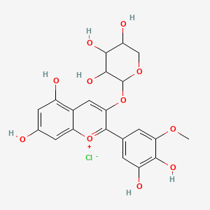 2-[2-(3,4-Dihydroxy-5-methoxyphenyl)-5,7-dihydroxychromenylium-3-yl]oxyoxane-3,4,5-triol;chloride