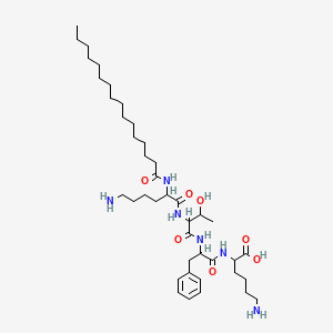 molecular formula C41H72N6O7 B12100465 (2S)-6-amino-2-[[(2S)-2-[[(2S,3R)-2-[[(2S)-6-amino-2-(hexadecanoylamino)hexanoyl]amino]-3-hydroxybutanoyl]amino]-3-phenylpropanoyl]amino]hexanoic acid 