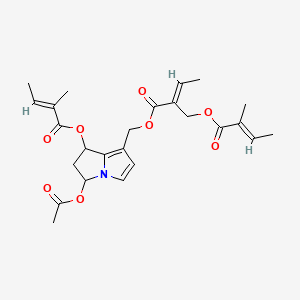 molecular formula C25H31NO8 B12100923 2-Butenoic acid, 2-(((2-methyl-1-oxo-2-butenyl)oxy)methyl)-, (3-(acetyloxy)-2,3-dihydro-1-((2-methyl-1-oxo-2-butenyl)oxy)-1H-pyrrolizin-7-yl)methyl ester CAS No. 71075-42-8