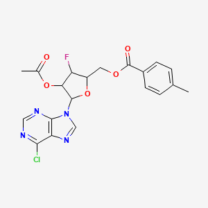 9-(2-O-Acetyl-5-O-(p-toluoyl)-3-deoxy-3-fluoro-beta-D-ribofuranosyl)-6-chloro-9H-purine