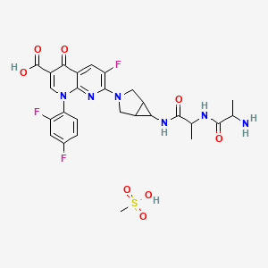 molecular formula C27H29F3N6O8S B12101041 7-[6-[2-(2-Aminopropanoylamino)propanoylamino]-3-azabicyclo[3.1.0]hexan-3-yl]-1-(2,4-difluorophenyl)-6-fluoro-4-oxo-1,8-naphthyridine-3-carboxylic acid;methanesulfonic acid 