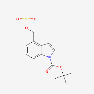 molecular formula C15H19NO5S B12101160 1H-Indole-1-carboxylic acid, 4-[[(methylsulfonyl)oxy]methyl]-, 1,1-dimethylethyl ester 