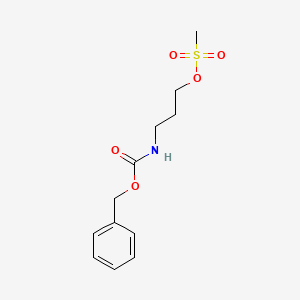 molecular formula C12H17NO5S B12101418 Carbamic acid, [3-[(methylsulfonyl)oxy]propyl]-, phenylmethyl ester CAS No. 174626-34-7