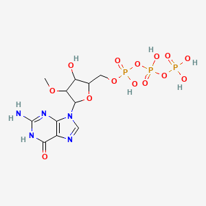 molecular formula C11H18N5O14P3 B12101572 ((2R,3R,4R,5R)-5-(2-Amino-6-oxo-3,6-dihydro-9H-purin-9-yl)-3-hydroxy-4-methoxytetrahydrofuran-2-yl)methyl tetrahydrogen triphosphate 