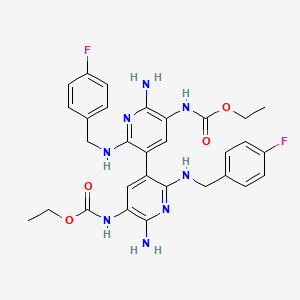 molecular formula C30H32F2N8O4 B12101597 Diethyl (6,6'-diamino-2,2'-bis((4-fluorobenzyl)amino)-[3,3'-bipyridine]-5,5'-diyl)dicarbamate 