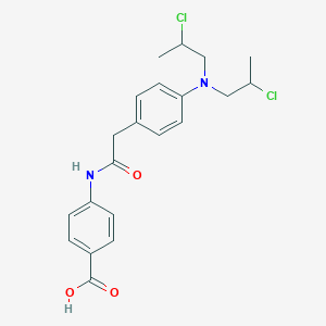 molecular formula C21H24Cl2N2O3 B1210175 Benzoic acid, 4-(((4-(bis(2-chloropropyl)amino)phenyl)acetyl)amino)- CAS No. 32656-65-8