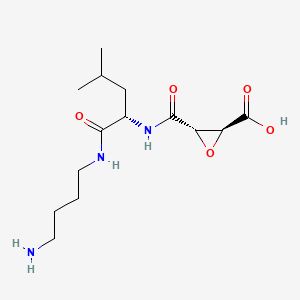 molecular formula C14H25N3O5 B1210179 (2S,3S)-3-[[(2S)-1-(4-aminobutylamino)-4-methyl-1-oxopentan-2-yl]carbamoyl]oxirane-2-carboxylic acid CAS No. 76739-51-0