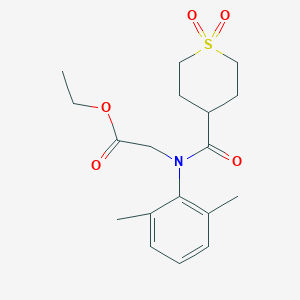 molecular formula C18H25NO5S B12101950 Ethyl 2-(N-(2,6-dimethylphenyl)-1,1-dioxidotetrahydro-2H-thiopyran-4-carboxamido)acetate 