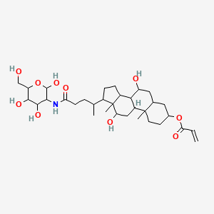 molecular formula C33H53NO10 B12102057 Cholan-24-oic acid, 7,12-dihydroxy-3-[(1-oxo-2-propen-1-yl)oxy]-, amide with 2-amino-2-deoxy-alpha-D-glucopyranose, (3alpha,5beta,7alpha,12alpha)- 