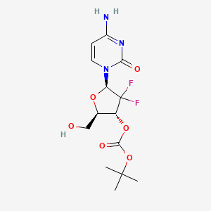 molecular formula C14H19F2N3O6 B12102262 (2R,3R,5R)-5-(4-amino-2-oxopyrimidin-1(2H)-yl)-4,4-difluoro-2-(hydroxymethyl)tetrahydrofuran-3-yl tert-butyl carbonate 