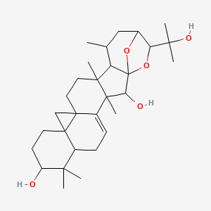 molecular formula C30H46O5 B12102264 22-(2-Hydroxypropan-2-yl)-3,8,8,17,19-pentamethyl-23,24-dioxaheptacyclo[19.2.1.01,18.03,17.04,14.07,12.012,14]tetracos-4-ene-2,9-diol 