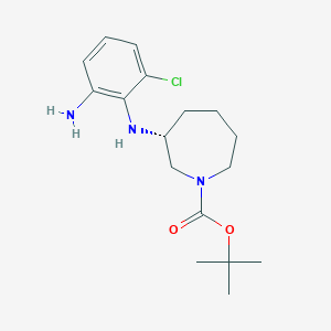 molecular formula C17H26ClN3O2 B12103027 1H-Azepine-1-carboxylic acid, 3-[(2-amino-6-chlorophenyl)amino]hexahydro-, 1,1-dimethylethyl ester, (3R)- 