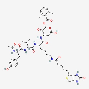 3-[[2-[[2-[[2-Acetamido-3-(4-hydroxyphenyl)propanoyl]amino]-3-methylbutanoyl]amino]-6-[5-(2-oxo-1,3,3a,4,6,6a-hexahydrothieno[3,4-d]imidazol-4-yl)pentanoylamino]hexanoyl]amino]-5-(2,6-dimethylbenzoyl)oxy-4-oxopentanoic acid